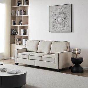 Muebles EMKK Juego de sofá de 3 plazas moderno de tela para sala de estar, muebles de amor tapizados de 81 pulgadas de ancho para espacios pequeños y compactos, apartamento, B