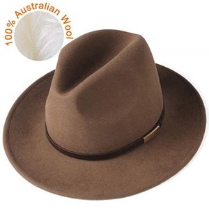 FURTALK Fedora Hat for Women Men 100% Australian Wool Felt Wide Brim Hat Vintage Jazz Fedora Hat Couple Cap Winter chapeau femme Y200103