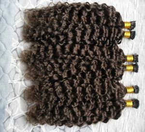 Extensions de cheveux humains Fusion 2 extensions de cheveux brésiliens vierges à la kératine brun foncé les plus foncés je pointe les extensions de cheveux bouclés 300gstrands4231663