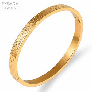 Fysara 6mm en acier inoxydable boucle d'or bracelets bracelets pour femme forme ronde bracelet bijoux de fête d'hiver articles à prix réduit Q0719