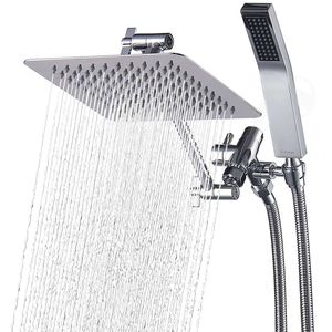 G-promise Combinaison de tête double face entièrement en métal -8 Barre de douche à main 20,3 avec tuyaux flexibles extra longs de 71 pouces (environ 180,3 cm) lisses à 3 voies