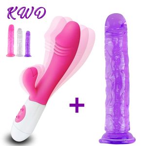 G Spot Rabbit Dildo Vibrator Orgasmo con Jelly Dildo Sex Toys for Women Vaginal Clitoral Massager Masturbator Y2006162897962