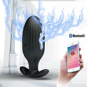 Consolador estimulador del punto G, vibradores, aplicación Bluetooth, descarga eléctrica, masajeador de próstata masculino, tapones anales para trasero, juguetes sexys para hombres y mujeres