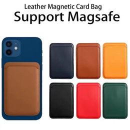 Para Magsafe Funda magnética con tarjetero de cuero de lujo para iPhone 14 Pro Max 13 12 Funda para bolsa de teléfono Accesorios para teléfono celular Multicolor al por menor