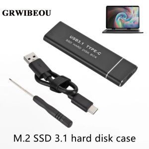 Gadgets Grwibeou USB 3.1 a M.2 SSD Mobile Hard Disk Box Tipo C Case de carcasa externa para M2 SATA SSD 2230/2242/2260/2280