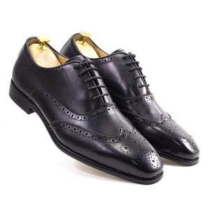 Gai gai gai size 6-13 Handmade para hombres hechos para hombres Oxford Genuine ternero de cuero Brogue Dress Classic Business Zapatos formales para hombres 231208