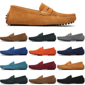 GAI Zapatos casuales para hombre, zapatos de piel de ante perezosos, talla grande 38-47, color marrón claro