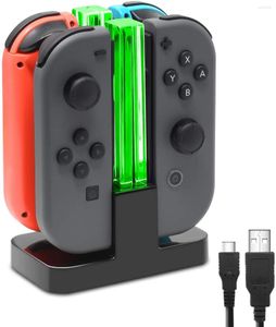 Contrôleurs de jeu 4 en 1 Portable NS Switch Joystick Charging Dock Station LED Joypad Controller Chargeur Stand Avec Câble USB Pour