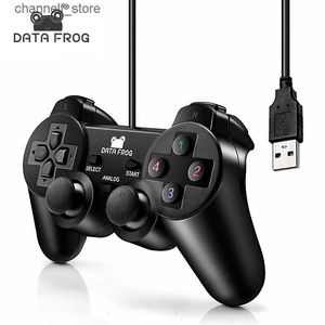 Contrôleurs de jeu joysticks data grenouille vibration joystick wired USB PC Contrôleur pour ordinateur portable PC pour winxp / win7 / win8 / win10 pour Vista Black GamePady240322