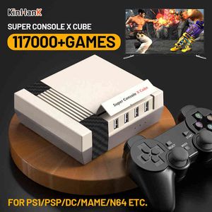 Contrôleurs de jeu Joysticks Kinhank Super Console X Cube Console de jeu vidéo rétro 117 000 jeux intégrés pour PSP/PS1/N64/DC/MAME/GBA Cadeau enfant avec contrôleur T220916