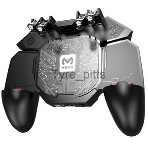 Controladores de juegos Joysticks Teléfono móvil Refrigerador Ventilador Controlador de juegos Grip para PUBG Metal 6 Finger Trigger Joystick DL88 Gamepad para IOS Android Teléfono móvil x0727