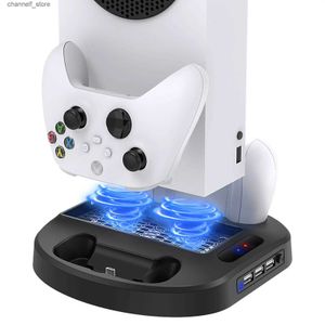 Contrôleurs de jeu Joysticks Support de charge vertical pour contrôleurs Xbox Series S avec station d'accueil de chargeur de ventilateur de refroidissement avec indicateur LED et 3 hubs USBY240322