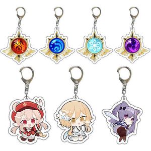 Jeu Genshin Impact Anime porte-clés élément acrylique Vision oeil de Dieu Mondstadt pendentif porte-clés sur sacs à dos Fans cadeau AA220318