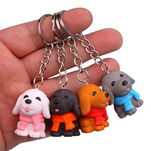 4 styles écharpe chiot dessin animé créatif porte-clés voiture porte-clés Couple sac pendentif animal mignon chien porte-clés livraison directe