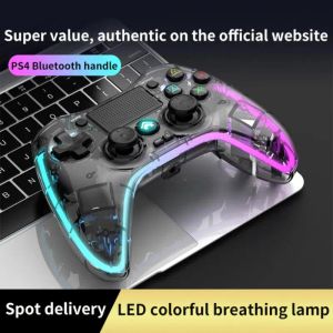 GamePads Transparent Crystal Bluetooth GamePad Colorful Light Game Controller Wireless Handle For Switch / PS4 / Android HID / iOS / Computer