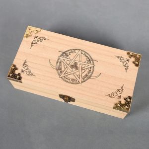 Jeux cartes de tarot en bois box astrologie de la sorcière de divination du boîtier de rangement des sacs de rangement accessoires jouant à cartes de voyage jeu de tarot