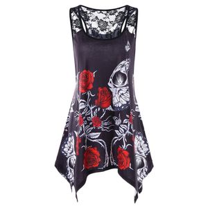 Gamiss Plus Size 5xl Floral Lace Trim Tank Top Cuello en U Sin mangas Verano Mujer Top Causal Ladies Tops Tees Tamaño grande Y19042801