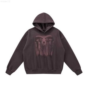 2023 Designer High Street Chaopai chèvre imprimé sweat à capuche lavé pull à capuche 9od7