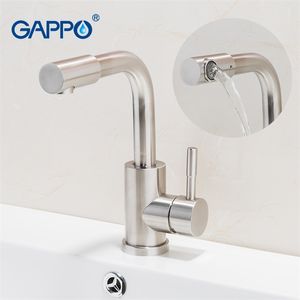 GAPPO nuevo acero inoxidable 304 baño cepillado lavabo del grifo del fregadero grifos mezcladores vanidad caliente y mezclador de agua fría grifos de baño T200107