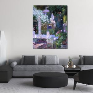 Lienzo de jardín, rosa, arbusto en la casa de Sorolla, pintura de Joaquín Sorolla, obra de arte impresionista pintada a mano, decoración para sala de estar