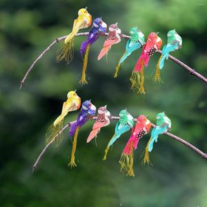 Décorations de jardin 12x oiseaux artificiels modèles d'oiseaux pour la décoration d'arbre de Noël fête de mariage