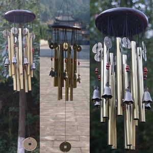Garden Decorations 1Pcs Antique Wind Chime Copper Tube Silver Tube Outdoor Garden Home Decoration Door Hanging Jewelry Copper Coin Bell Wind Chime R230613