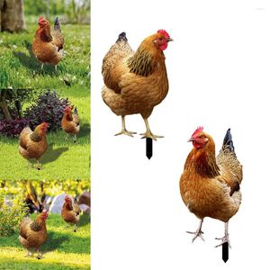 Décorations de jardin 2PC Ornements Acrylique Poulet Cour Art Statues Jardin Pelouse Piquets Plastique Poule Décor Créatif En Plein Air