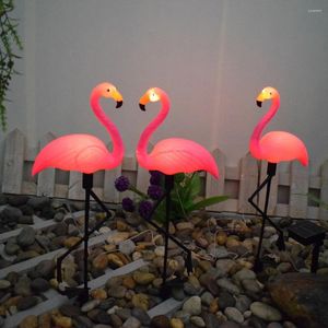 Décorations de jardin 2pcs solaire extérieur LED fée lumières rose flamant lampe étanche pelouse décoration décoration pieu vacances lumière enfants cadeau