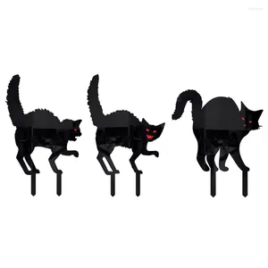 Décorations de jardin Boutures de chat noir Halloween Pieu effrayant Ornement Sol inséré Décor Aménagement paysager Décoration de cour