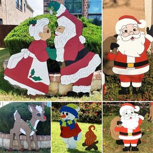 Décorations de jardin Ornements en bois de Noël Surprise et décoration extérieure intéressante-jardin cour Arts cadeau de Noël année Dropshippin