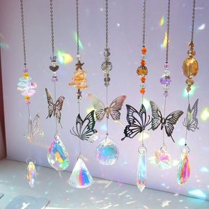 Decoraciones de jardín Crystal Wind Chime Catchers Ornament Outdoor Butterfly Windchime Window Hanging Light Catching Pendant Room Decor Gift