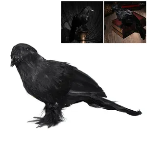 Décorations de jardin plumes noires corbeau-corbeau accessoire artisanat d'oiseau artificiel pour la décoration