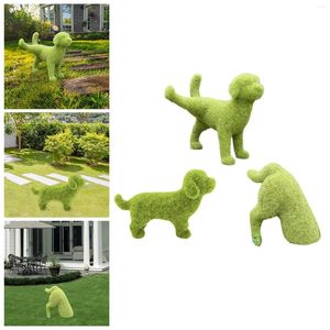 Decoraciones de jardín Flocado Figuras de animales Estatua Artificial Verde Musgo Perro Escultura Adorno