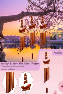 Decoraciones de jardín Bamboo Bamboo Wind Chimes Artesanía Big Bell Tube Coconut Wood y al aire libre Hanging Chime3806807