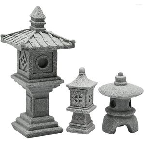 Decoraciones de jardín Happy Yami Mini Pagoda Estatua Hada Miniatura Hexágono Estatuilla Estilo japonés Linterna Florero Micro