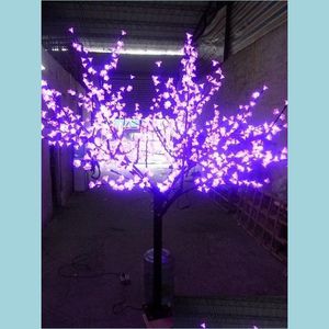 Decoraciones de jardín Luz de noche LED Árbol de flor de cerezo 864 Unids Bbs 2M Altura 110 / 220Vac Rosa A prueba de lluvia Uso al aire libre Entrega de la gota Inicio Dhdbm