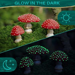 Decoraciones de jardín Mini Mushroom Glow In The Dark Resin Crafts Fairy Garden Miniaturas Garden Ornament Terrarium Figuritas Decoración DIY Dollhouse 230606