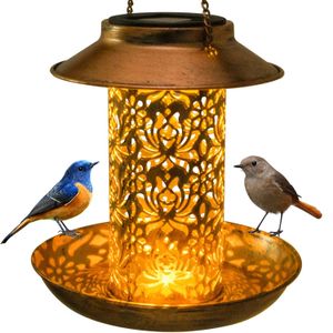 Décorations de jardin Mangeoire à oiseaux solaire en métal à suspendre à l'extérieur avec des idées cadeaux légères pour les amateurs d'oiseaux Décoration de jardin extérieur 231113