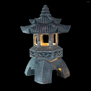 Decoraciones de jardín Luces decorativas solares Pagoda al aire libre Linterna Estatua Accesorios Zen chinos Escultura japonesa Estilo japonés asiático