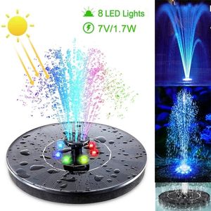 Décorations de jardin Solaire Flottant Spary Fontaine Bain D'oiseau avec Lumière LED Étang Extérieur Cascade Décoration 6 Gicleurs 220930