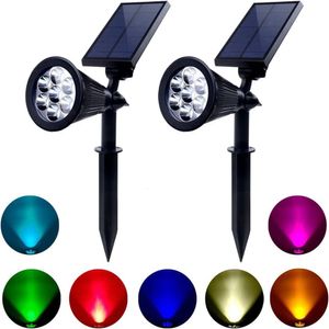 Décorations de jardin Lampes solaires extérieures colorées étanches 7 LED Changement de couleur Spot Paysage Spotlight pour Yard Patio Lawn 230717