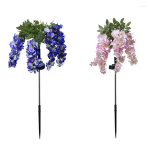 Décorations de jardin solaire Wisteria Flower Stake LED Light Ornement décoratif Artisanat Fournitures W3JE