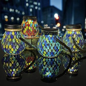 Garden Solar Light Lantern Control Charge Colorful Decorating Mosaic Lampe for Outdoor 231227