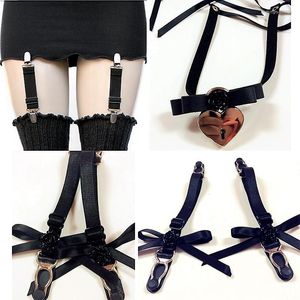 Ligas (1 lote 10 pares) moda Sexy Harajuku cinturón hecho a mano Clip de Metal elástico pierna Bowknot medias liguero