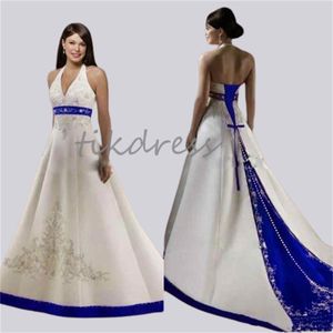 Gatsby Royal Blue Gothic Widding Robe 2024 Robe nuptiale sans licou