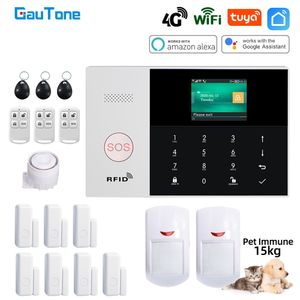 GauTone PG105 4G alarme WiFi système de caméra de sécurité à domicile avec immunité aux animaux de compagnie capteur de mouvement prise en charge Alexa Tuya vie intelligente