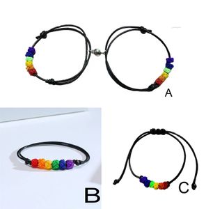 Bracelet en corde de fierté Gay et lesbienne LGBT, avec nœud arc-en-ciel, accessoire perlé, réglable, cadeau unisexe pour hommes et femmes