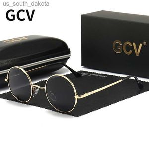 GCV marque alliage de cuivre Steampunk rond lunettes de soleil polarisées Vintage hommes femmes mâle femme lunettes de soleil classique UV400 cadre en métal L230523