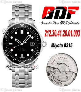 GDF Drive 300m Miyota 8215 Matriz automático Mensor Cerámico Cerámico Escala de buceo de buceo Dial negro 21230412001003 S4125325 de acero inoxidable