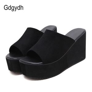 Gdgydh été sans lacet femmes compensées sandales plate-forme talons hauts mode bout ouvert dames chaussures décontractées confortable Promotion vente 220406